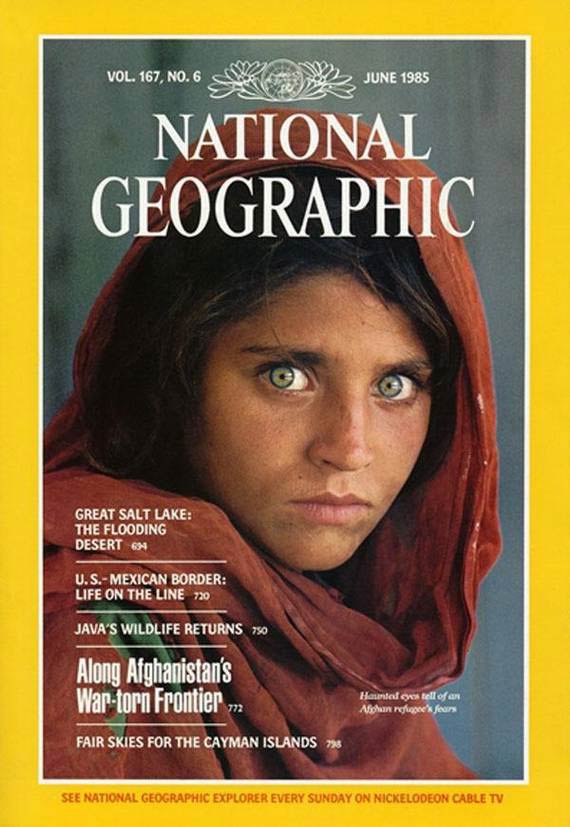 Copertina di National Geographic con il volto della ragazza afgana