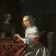 frans van mieris giovane donna con perle 1658