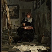 michiel van musscher artista nel suo atelier 1665 ca
