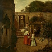 pieter de hooch donna con bambina in cortile 1658 1660 ca