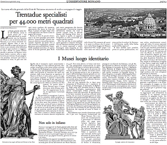Pagina 5 Osservatore Romano con presentazione della Guida generale alla Città del Vaticano